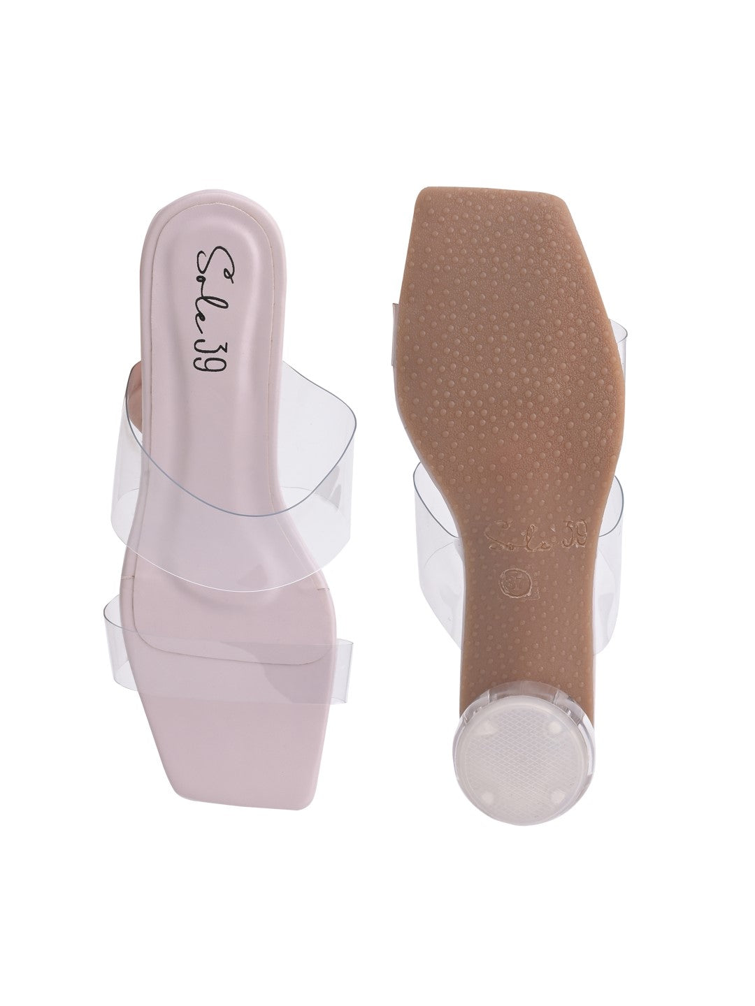 Sole-39 Lilac two strap transparent heels - Stylish Comfort day to night wear - Mercury