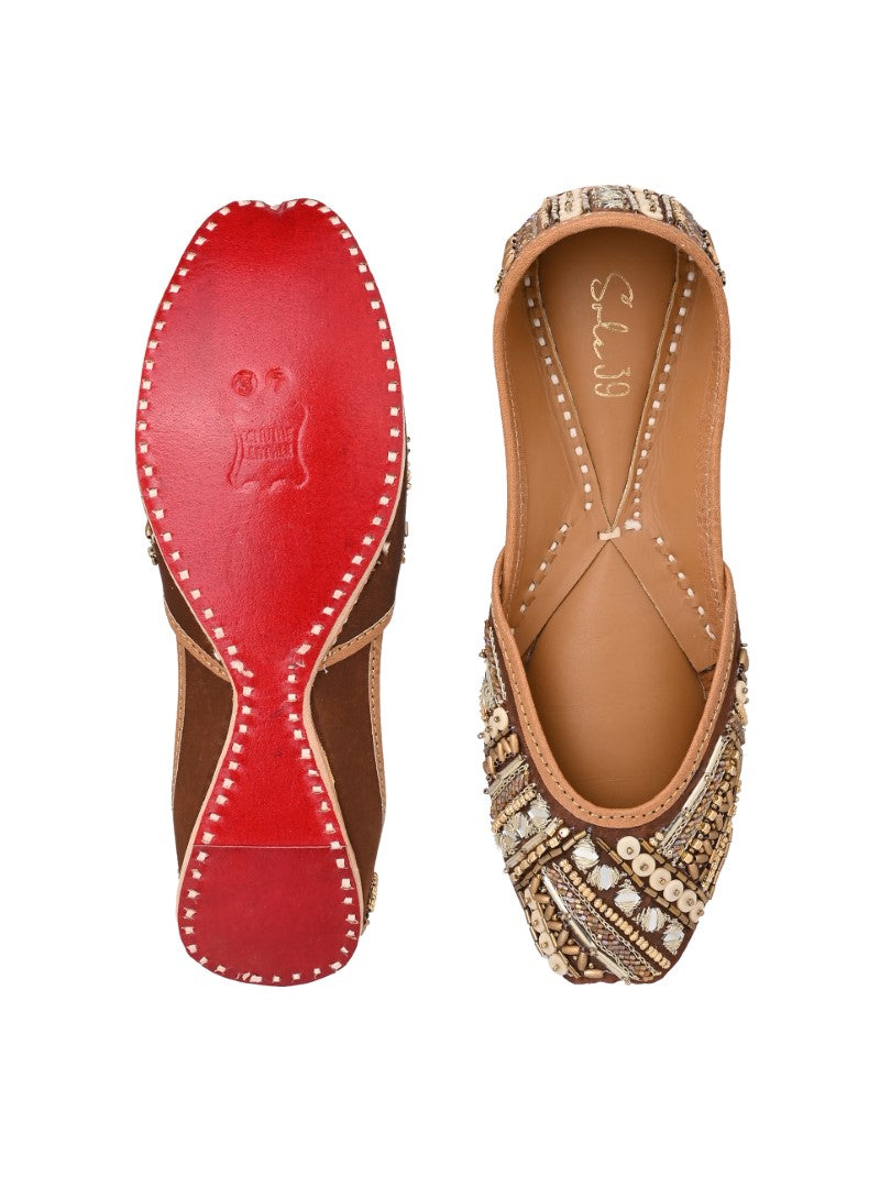 Hand embroidered Bronze jutti